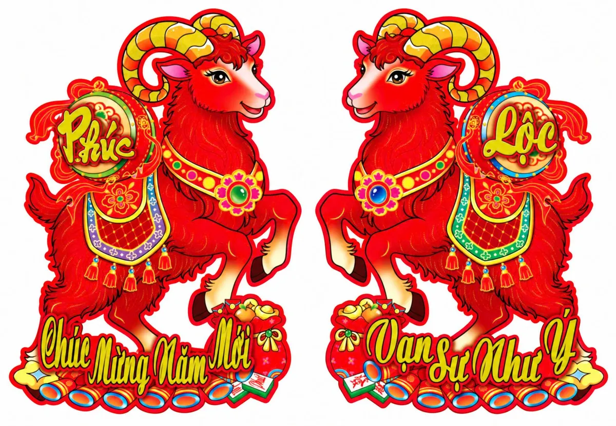 Dán cửa Đỏ Dê Phúc Lộc 6 Tấc 3097-X