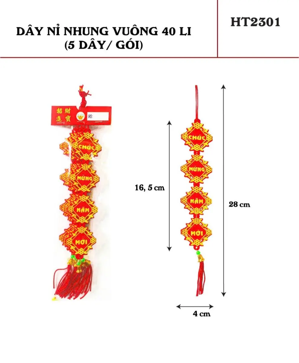 DÂY NỈ NHUNG VUÔNG 40 LI