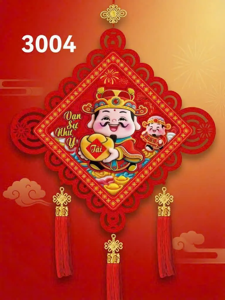 Khánh treo Thần tài - Nhạc đèn (51x96cm)