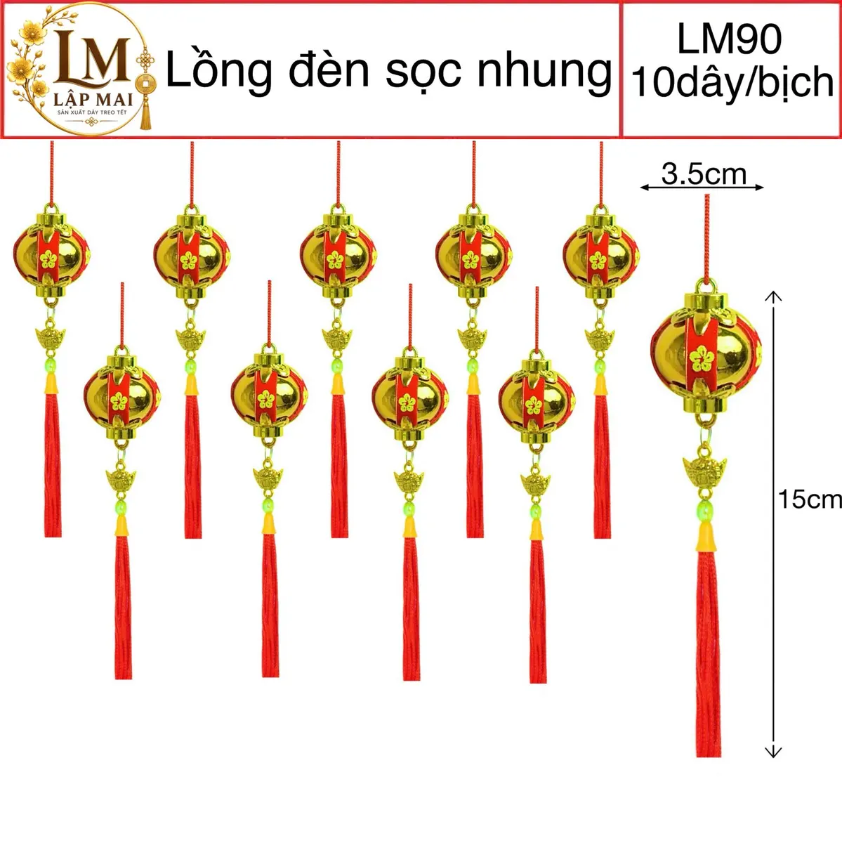 DÂY 1 LÒNG ĐÈN VÀNG SỌC NHUNG ĐỎ