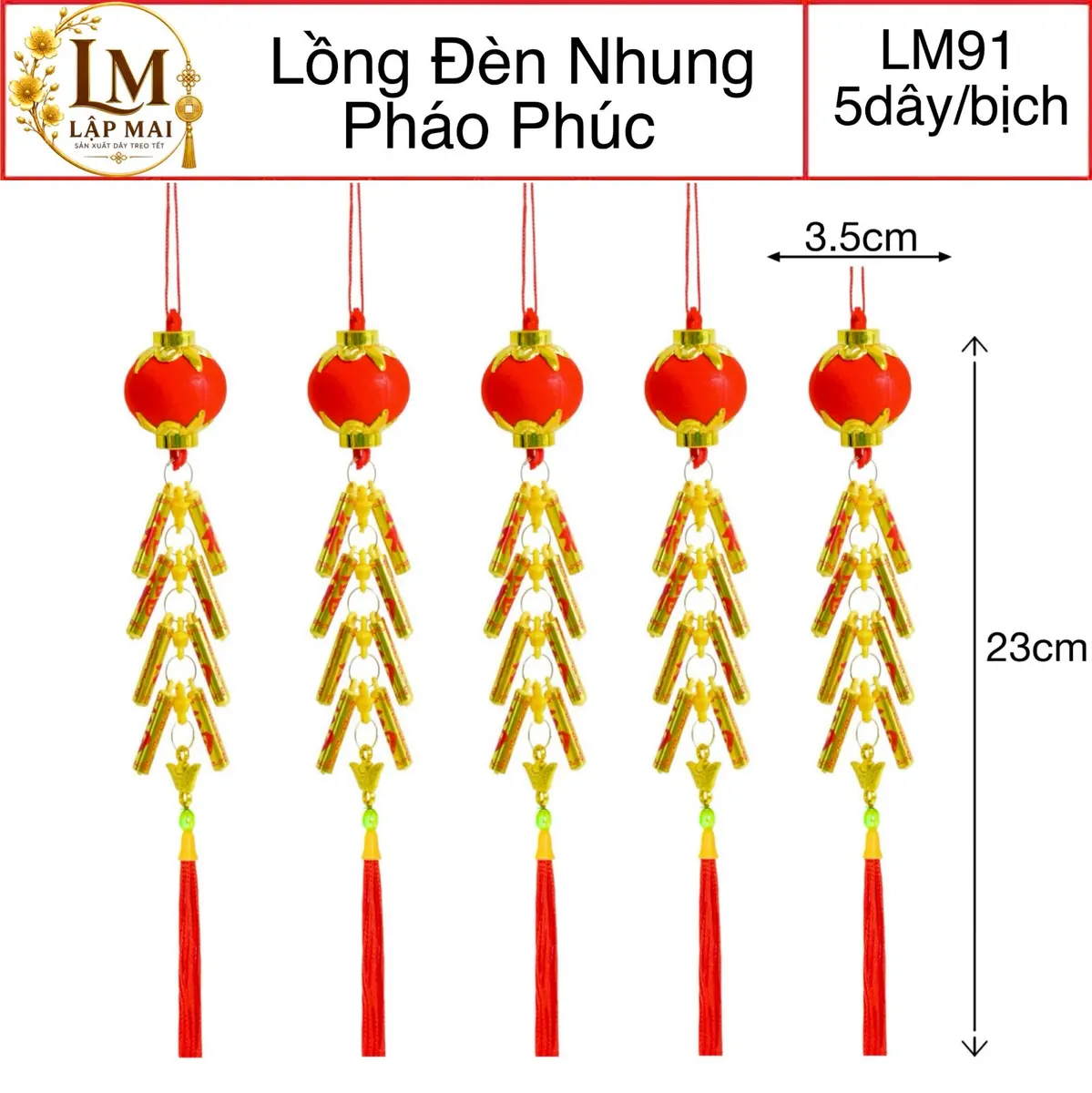 LỒNG ĐÈN NHUNG 35MM. PHÁO CHỮ PHÚC