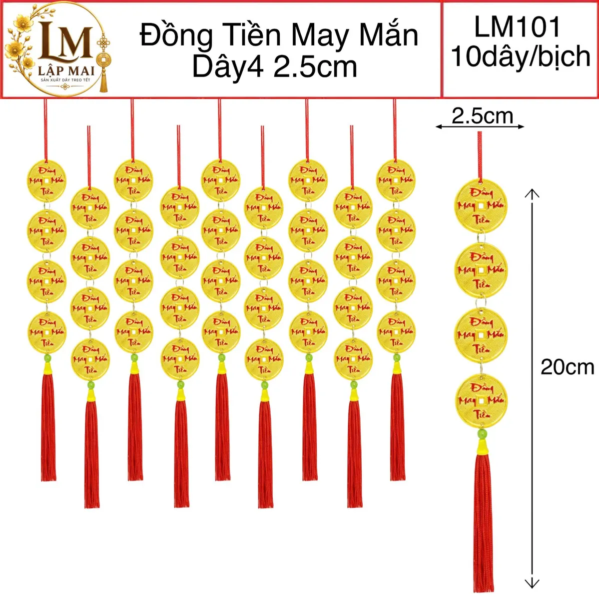 ĐỒNG TIỀN MAY MẮN DÂY 4 2.5CM