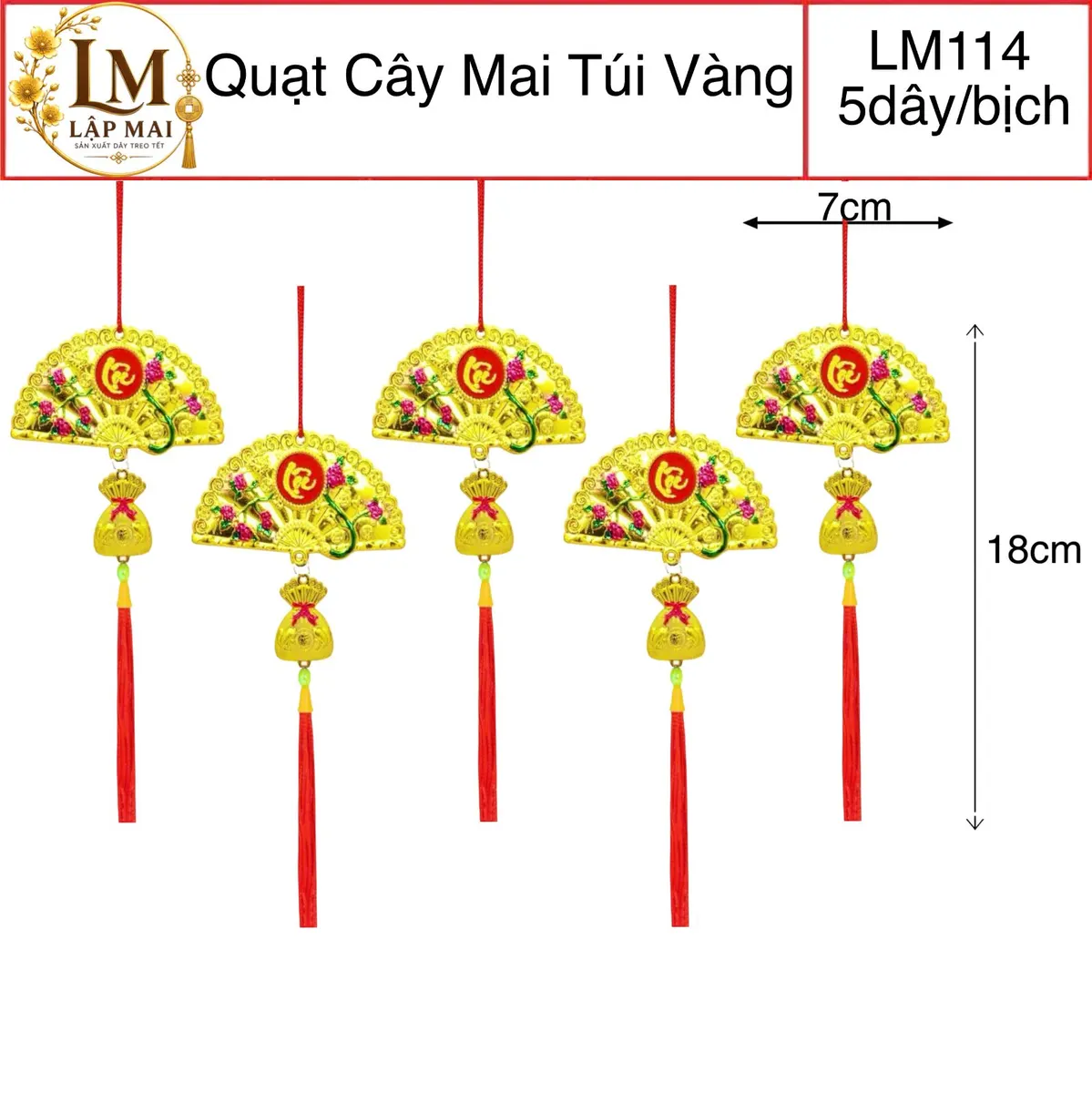 QUẠT CÂY MAI . TÚI VÀNG