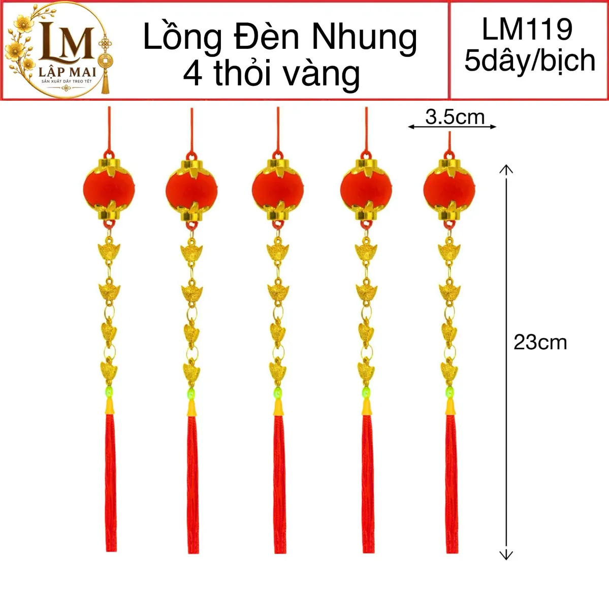 LỒNG ĐÈN NHUNG. 4 CỤC VÀNG