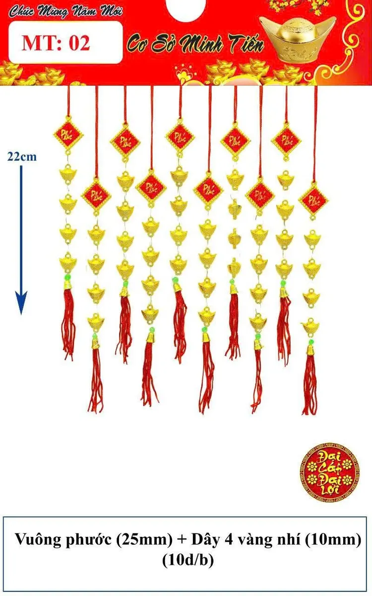 VUÔNG PHƯỚC (25mm) + DÂY 4 VÀNG NHÍ (10mm)