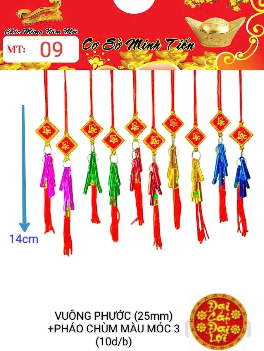 VUÔNG PHƯỚC (25mm) + PHÁO CHÙM MÀU MÓC 3