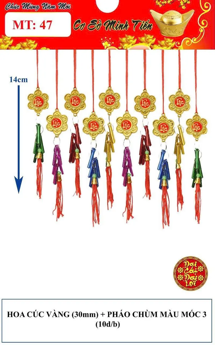 HOA CÚC VÀNG (30mm) + PHÁO CHÙM MÀU MÓC 3