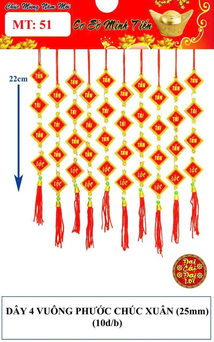 DÂY 4 VUÔNG PHƯỚC CHÚC XUÂN (25mm)