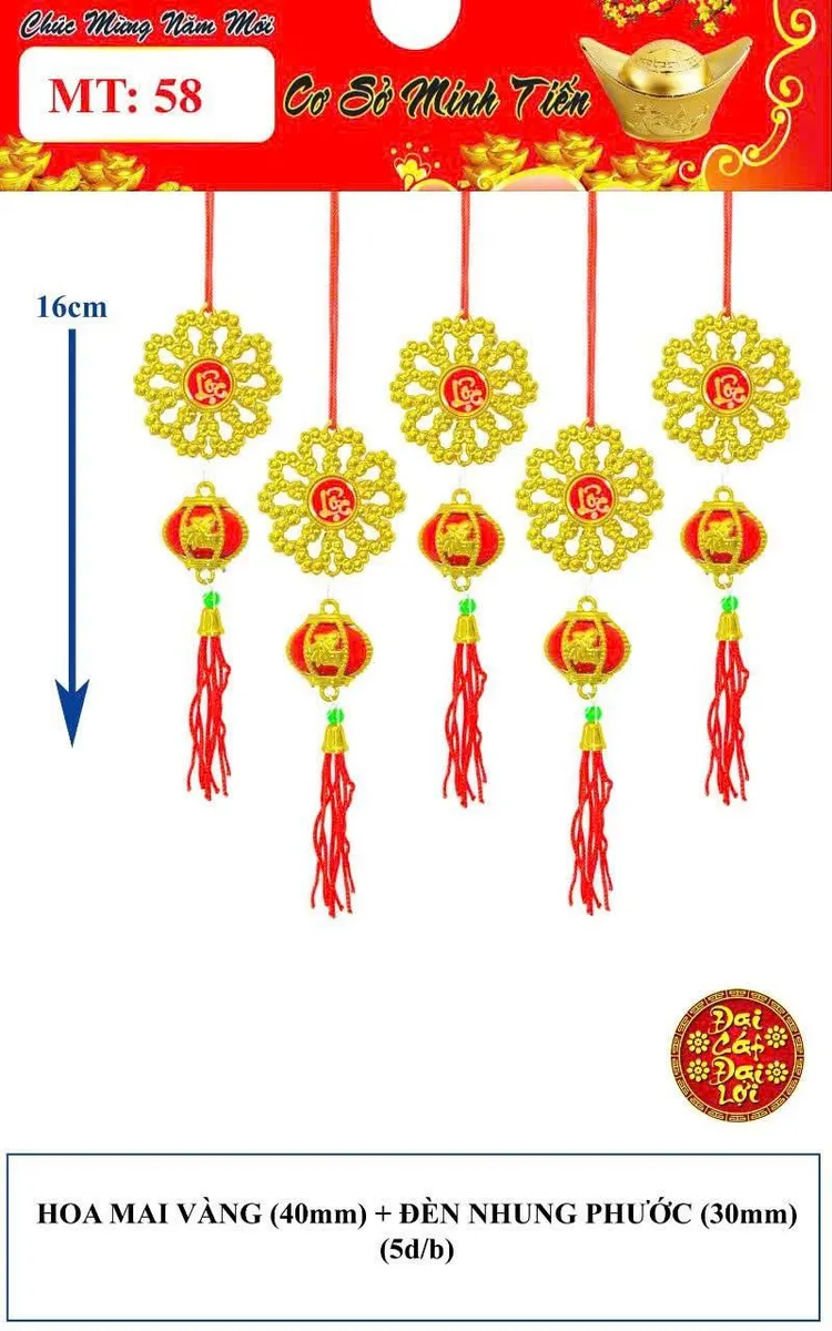 HOA MAI VÀNG (40mm) + ĐÈN NHUNG PHƯỚC (30mm)