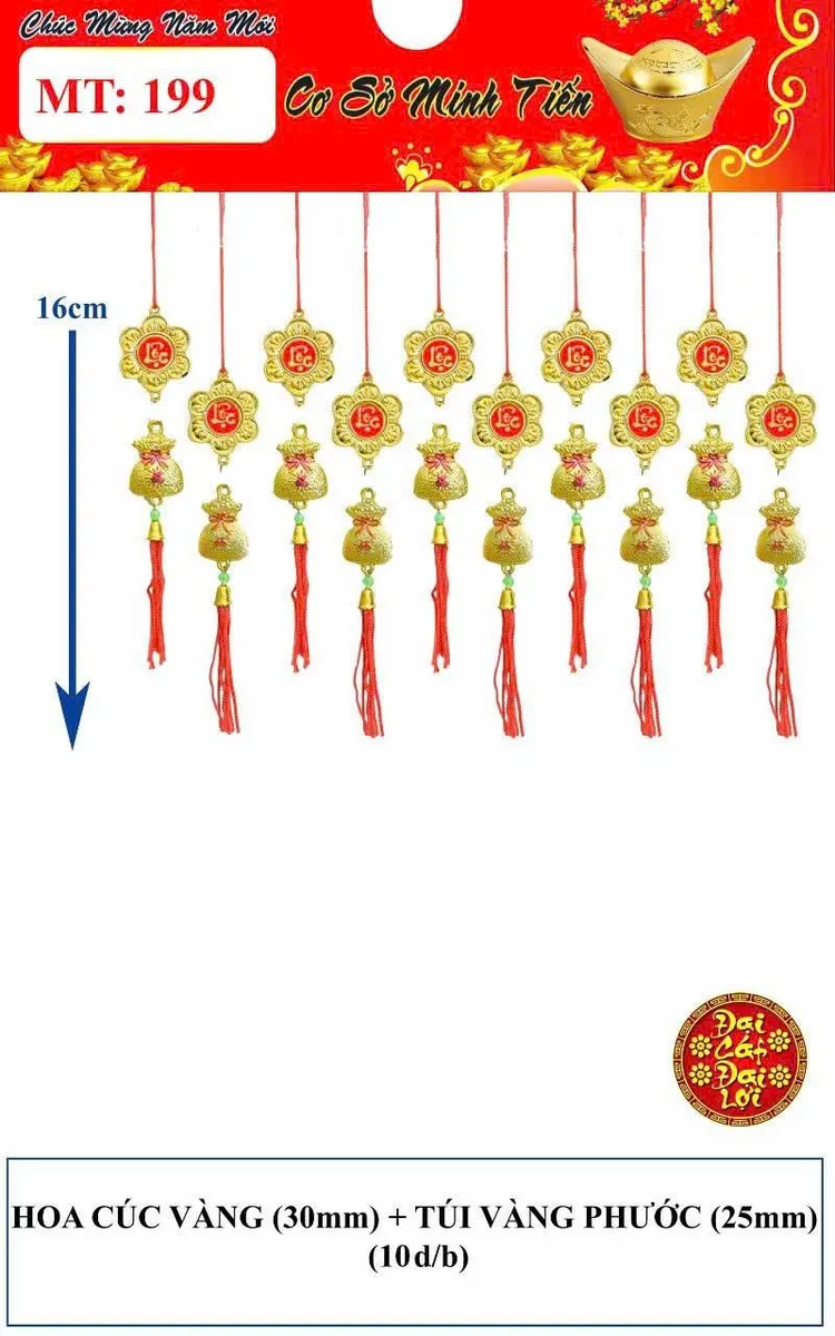 HOA CÚC VÀNG (30mm) + TÚI VÀNG PHƯỚC (25mm)