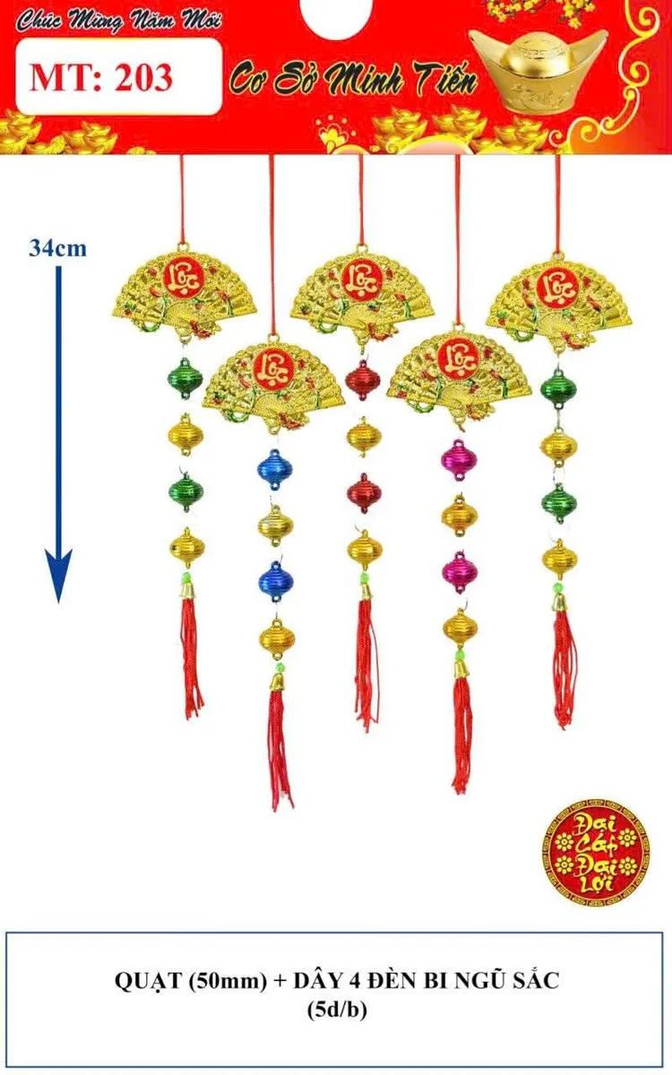 QUẠT (50mm) + DÂY 4 ĐÈN BI NGŨ SẮC