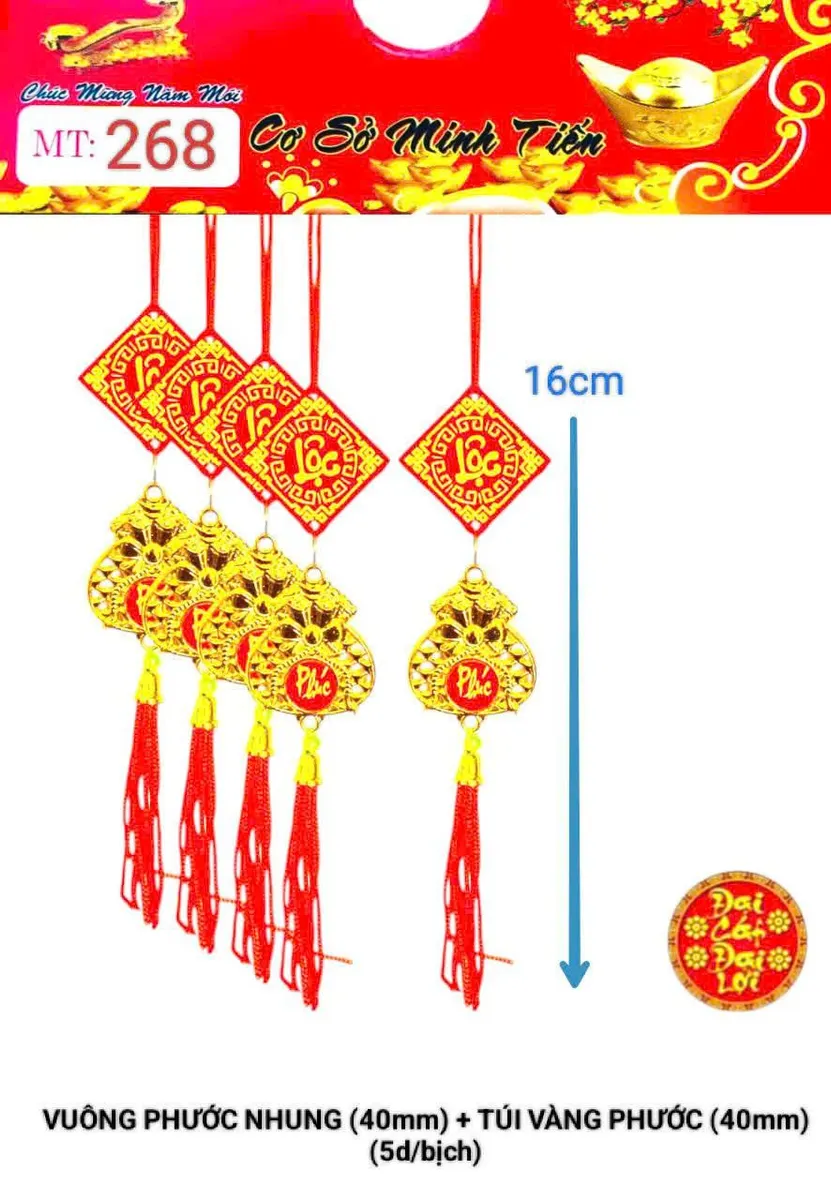 VUÔNG PHƯỚC NHUNG (40mm) + TÚI VÀNG PHƯỚC (40mm)