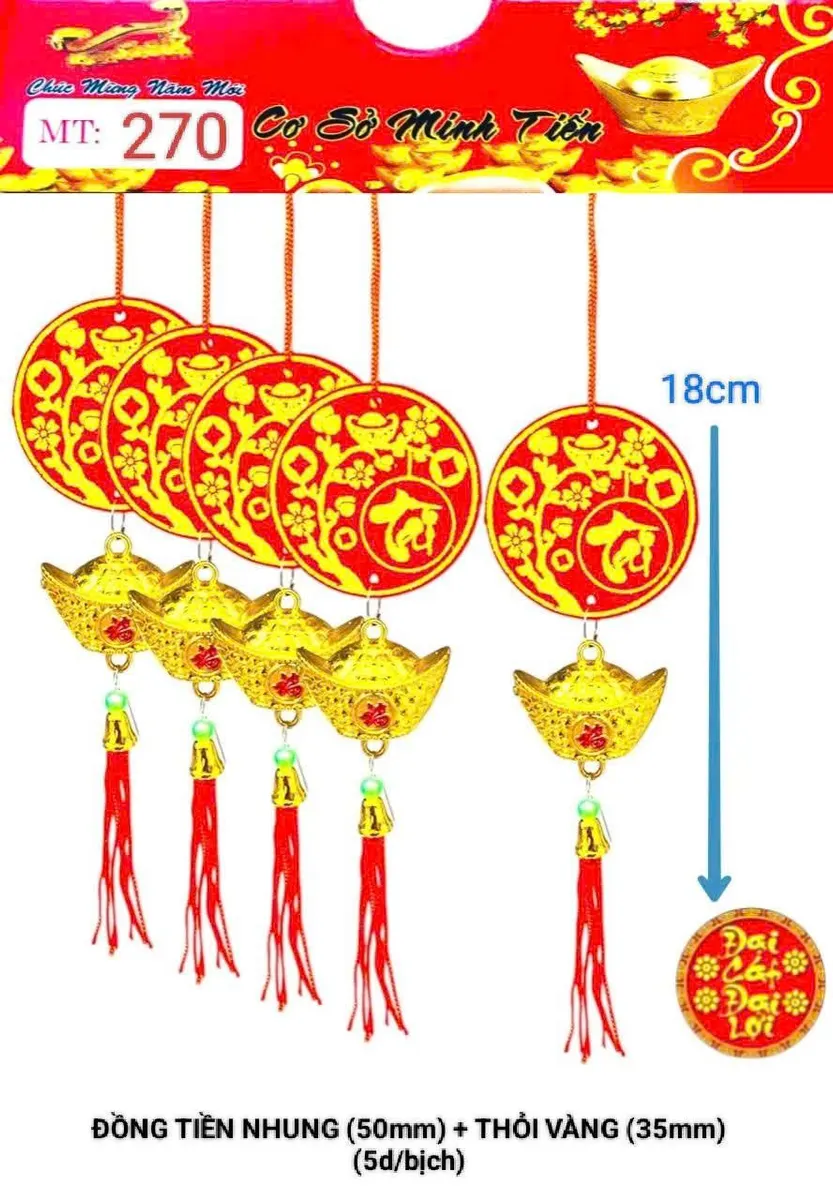 ĐỒNG TIỀN NHUNG (50mm) + THỎI VÀNG (35mm)