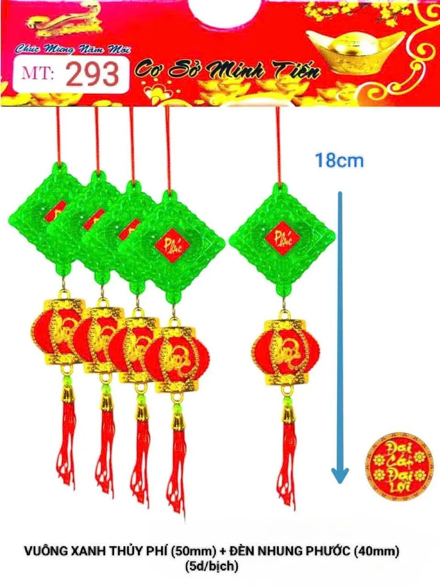 VUÔNG XANH THỦY PHÍ (40mm) + ĐÈN NHUNG PHƯỚC (40mm)