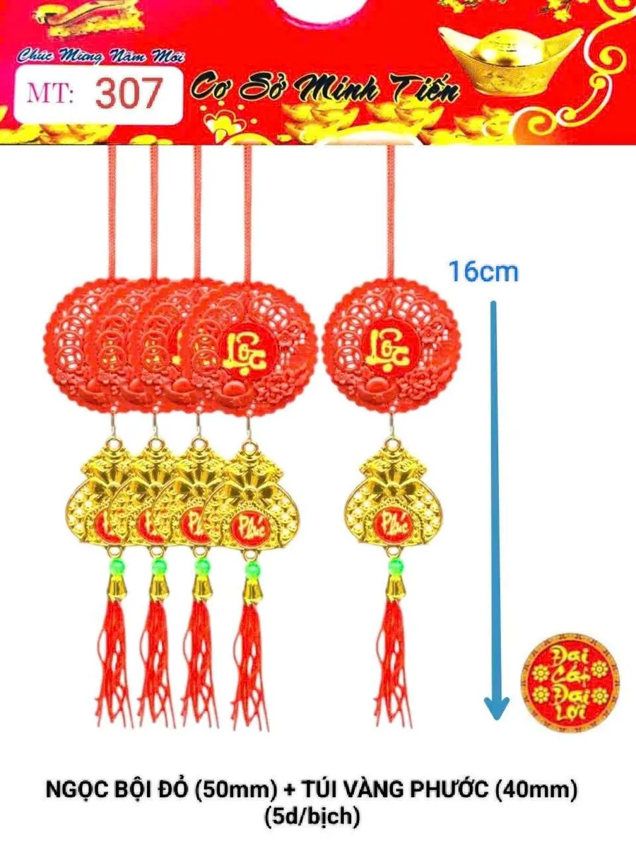 NGỌC BỘI ĐỎ (50mm) + TÚI VÀNG PHƯỚC (40mm)