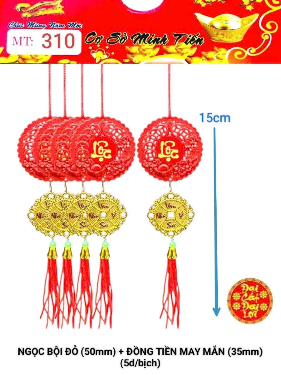 NGỌC BỘI ĐỎ (50mm) + ĐỒNG TIỀN MAY MẮN (35mm)