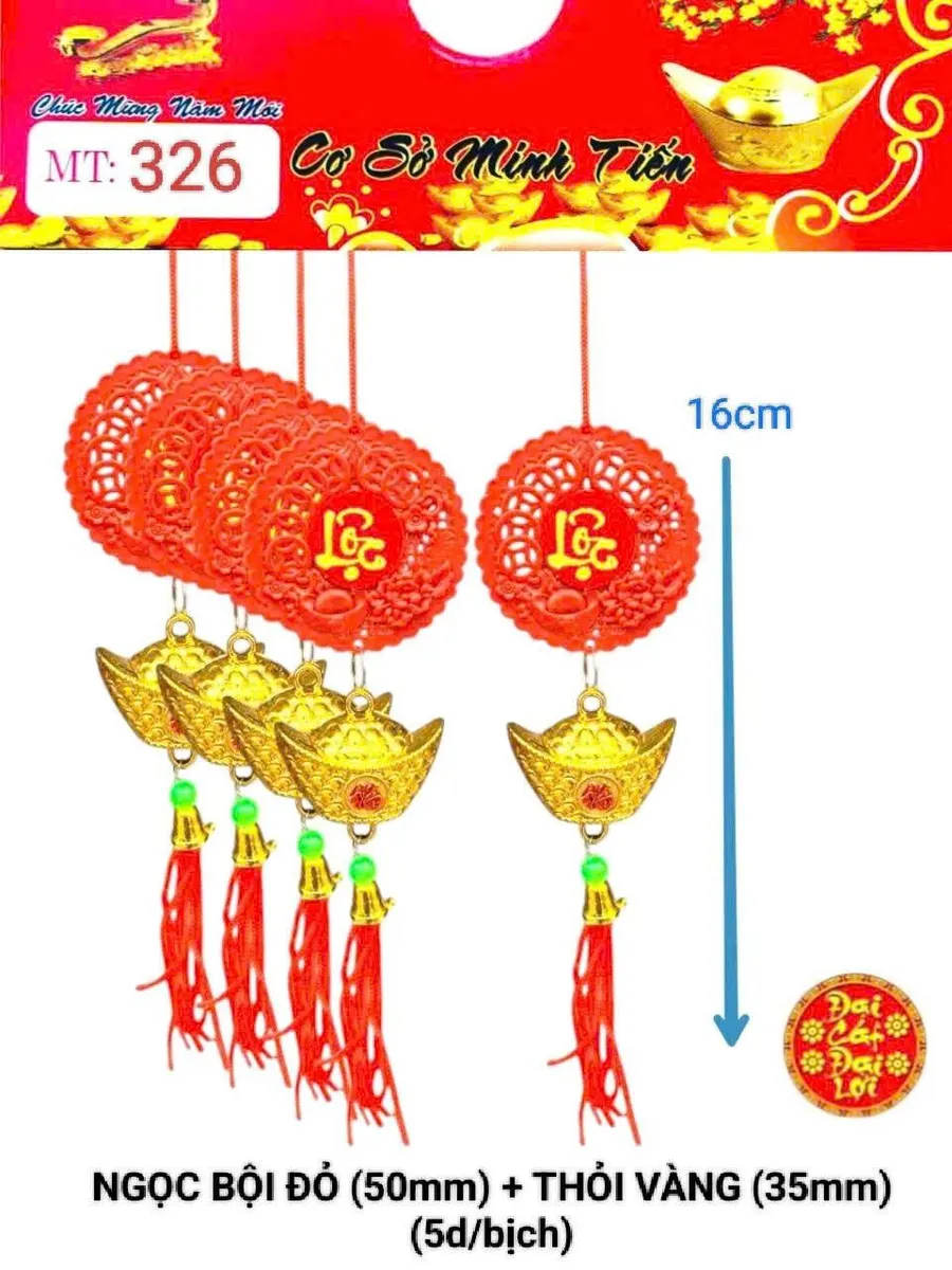 NGỌC BỘI ĐỎ (50mm) + THỎI VÀNG (35mm)