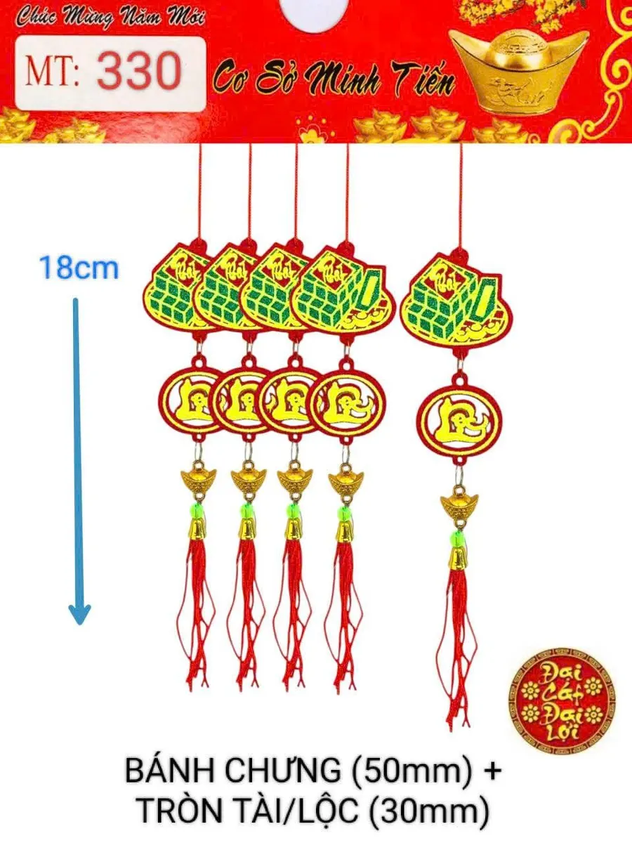 BÁNH CHƯNG (50mm)+ TRÒN TÀI /LỘC NHUNG (30mm)+ VÀNG NHÍ(10mm)
