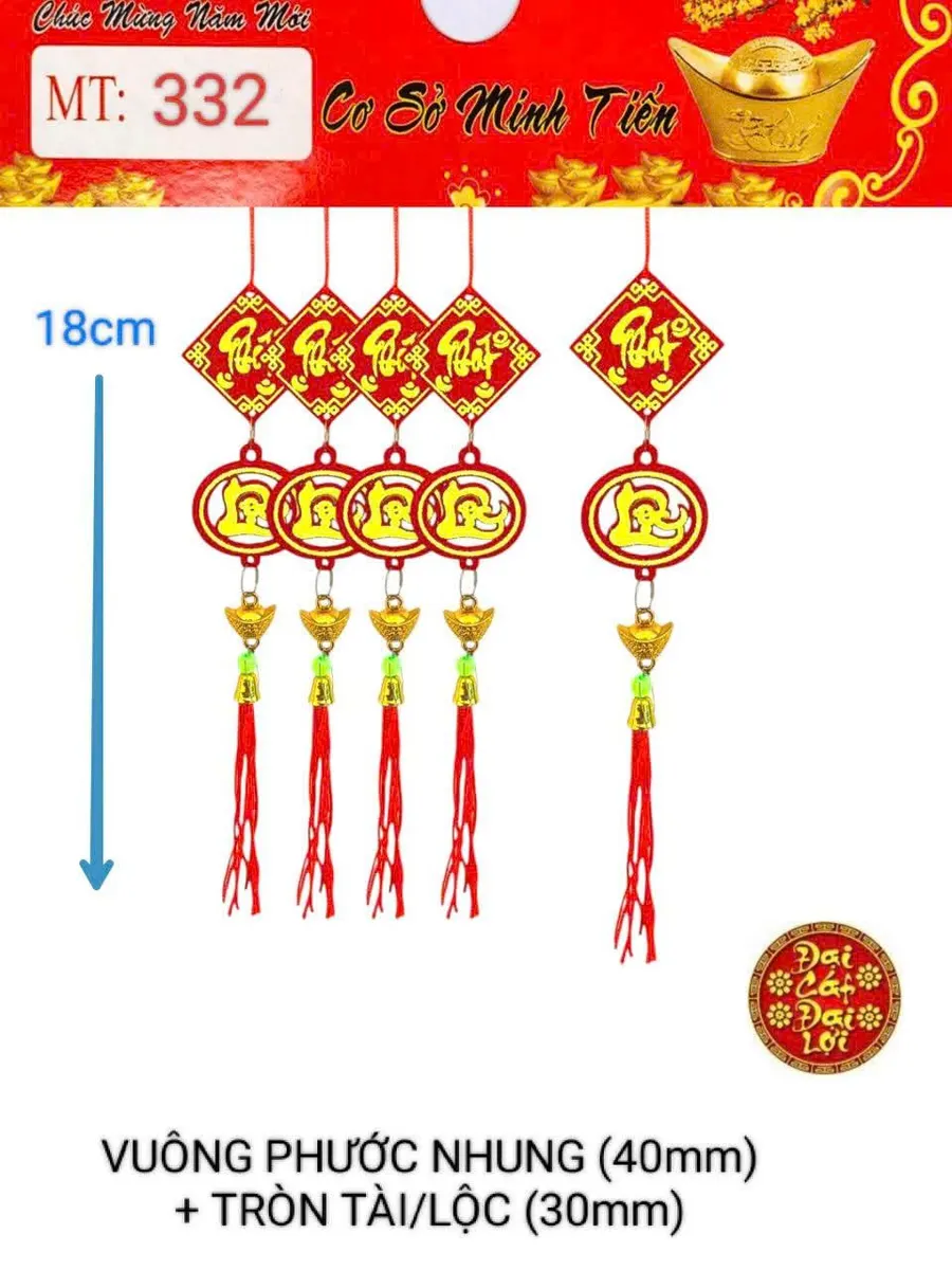 VUÔNG PHƯỚC NHUNG (40mm) +TRÒN TÀI/LỘC NHUNG+VÀNG NHÍ(10mm)