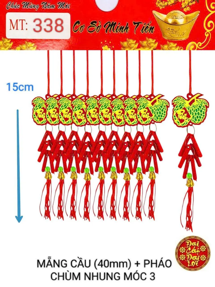 MẴNG CẦU (40mm) + PHÁO CHÙM NHUNG MÓC 3