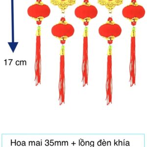 Hoa mai + lồng đèn khía nhung 35mm (Trang Trí Tết 2025 - KC024)