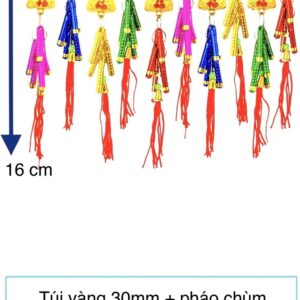 Túi vàng + pháo chùm 5 màu (Trang Trí Tết 2025 - KC102)