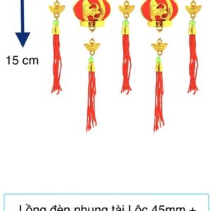 Lồng đèn nhung + vàng nhí (Trang Trí Tết 2025 - KC110)
