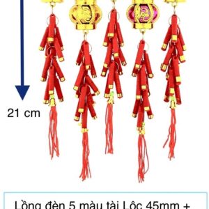 Lồng đèn 5 màu tài lộc 45mm + pháo chùm nhung m7 (Trang Trí Tết 2025 - KC126)