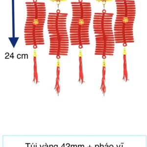 Túi vàng 42mm + pháo vĩ nhung số 2 (Trang Trí Tết 2025 - KC153)