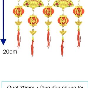 Quạt 70mm + lồng đèn nhung tài lộc 45mm (Trang Trí Tết 2025 - KC162)